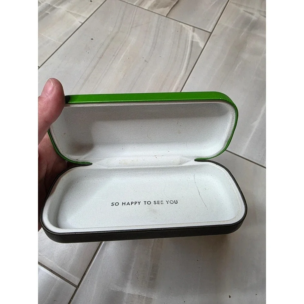 Kate Spade New York Green and Brown‎ Hard Shell Eyeglass Case So Happy To See Z2
